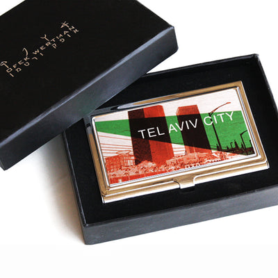 קופסא לכרטיסי ביקור / אשראי - חתולים על רקע כסוף - אופק ורטמן מתנות ישראליות מקוריות