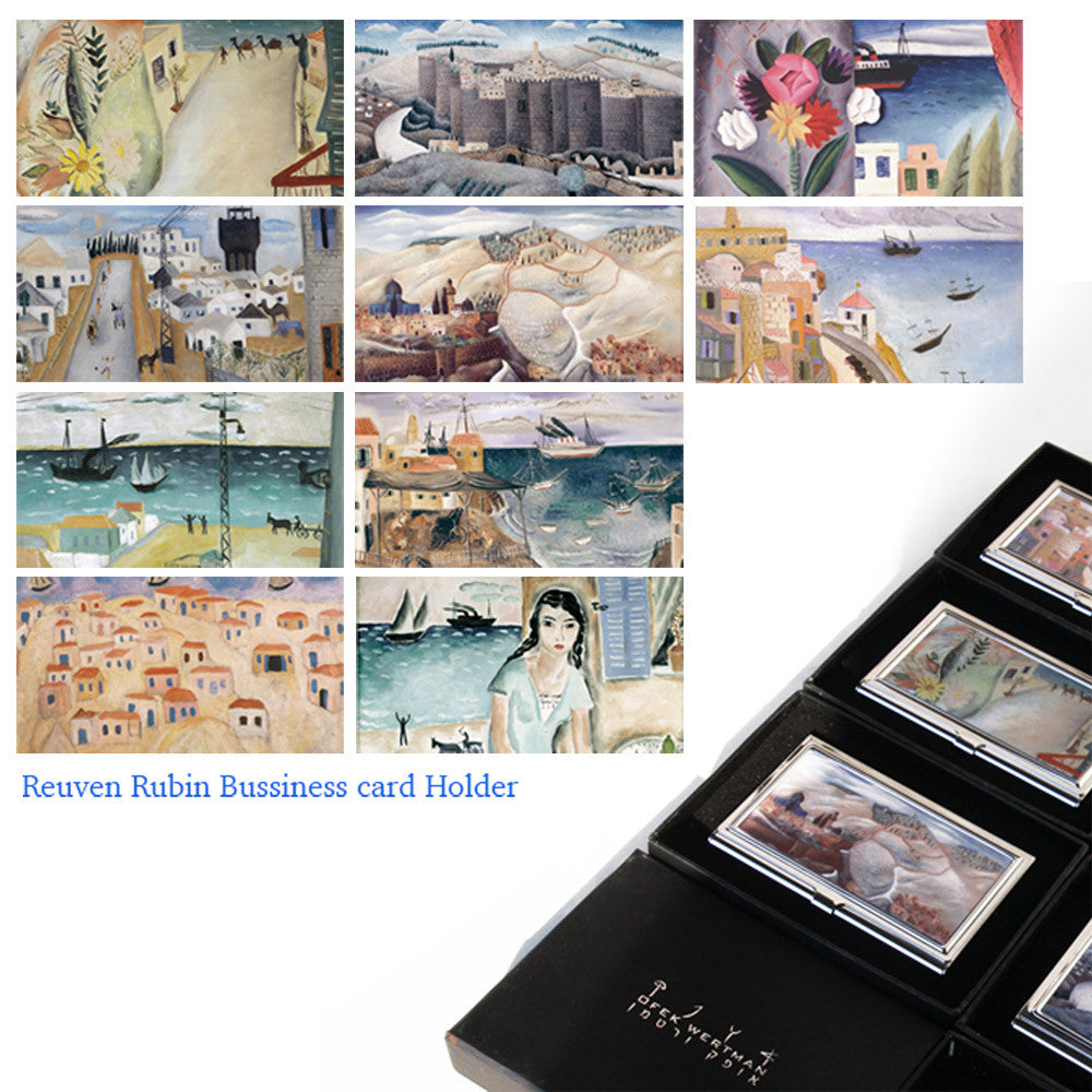 קופסא לכרטיסי ביקור / אשראי - נערה על המרפסת - ראובן רובין - אופק ורטמן מתנות ישראליות מקוריות