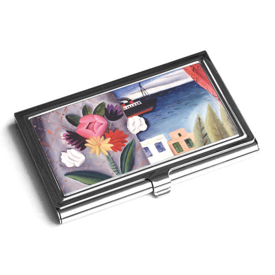קופסה לכרטיסי ביקור / אשראי - פרחי נייר בחלון - ראובן רובין - אופק ורטמן מתנות ישראליות מקוריות